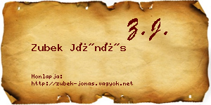 Zubek Jónás névjegykártya